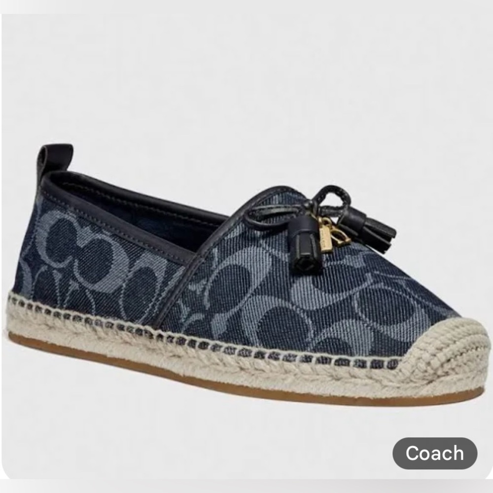 Coach Women's Navy Carson Espadrilles with Logo Pattern